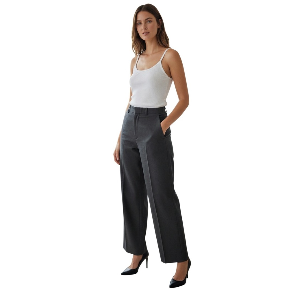 Banana Republic NEW Black‎ Stretch Cotton Straight Leg Pants Side Zip W27 Size 2